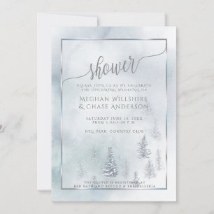 Faire-part Douche de couple   Silver Blue Winter Wonderland