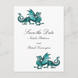 Faire-part Dragon turquoise Enregistrer la carte postale Date
