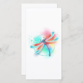Faire-part Dragonfly rouge sur l'arrière - plan aquarelle (Devant / Derrière)