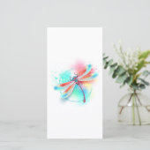 Faire-part Dragonfly rouge sur l'arrière - plan aquarelle (Debout devant)