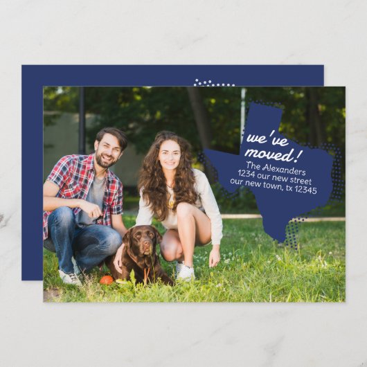 Faire-part Drapeau d'Etat bleu Nous avons Déménagé - Dotted T (Devant / Derrière)