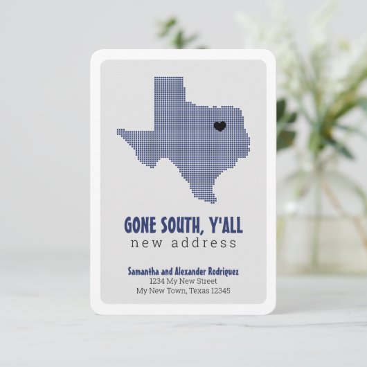 Faire-part Drapeau d'Etat bleu parti sud, Y'All Moving (Debout devant)