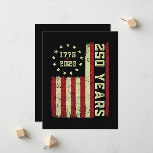 Faire-part Drapeau Usa 250e Anniversaire (Devant/Arrière en situation)