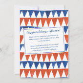 Faire-part Drapeaux de Bunting Rouge et Bleu Aquarelle Gradua (Dos)