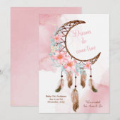 Faire-part Dreamcatcher Pink Watercolor Annonce de grossesse (Devant / Derrière)