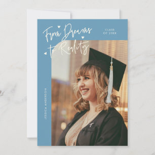 Faire-part Dreams to Reality Cadre Photo Denim Bleu Diplômé