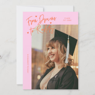 Faire-part Dreams to Reality Photo Courbe Orange Rose Dégradé
