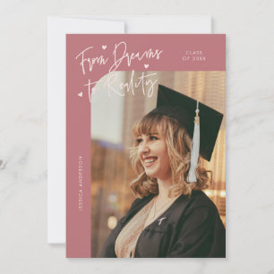 Faire-part Dreams to Reality Photo Courbe Rose Grad