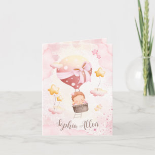 Faire-part Dreamy air balloon Birth Announcement Card girl