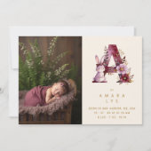 Faire-part Dreamy Bunny A Initial Gold Glitter Newborn (Devant)