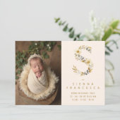 Faire-part Dreamy Floral S Initial Gold Glitter Newborn (Debout devant)