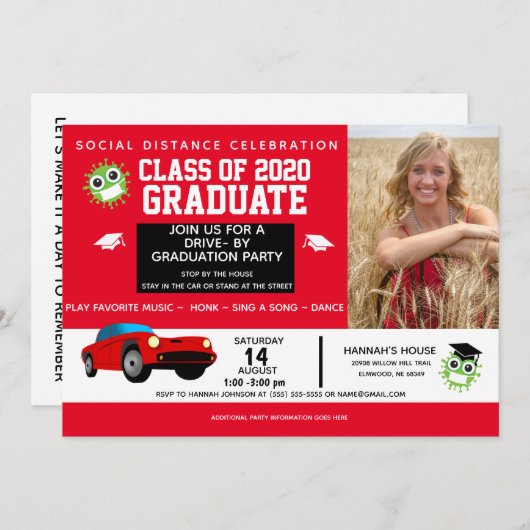 Faire-part Drive By Party, Annonces de 2020 (Devant / Derrière)