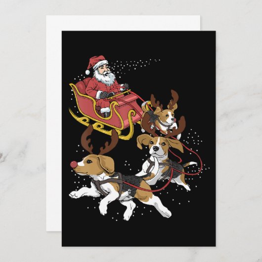 Faire-part Drôle Beagle chien cadeau de Noël pour Amoureux de (Devant / Derrière)