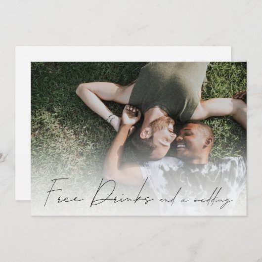 Faire-part Drôle boissons gratuites Photo LGBT Gay Enregistre (Devant / Derrière)