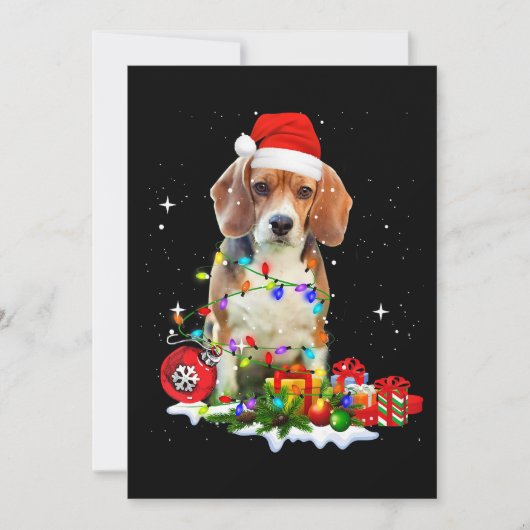 Faire-part Drôle chien Beagle de Noël pour chien papa chien m (Devant)