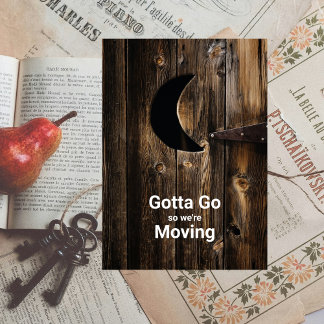 Faire-part Drôle Gotta Go Moving Wood Door with Moon