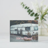 Faire-part Drôle Nous Avons Déménagé Vieille Remorque Blanche (Debout devant)