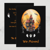 Faire-part Drôle Nous Avons Déplacé Rouge Noir Aquarelle Mais (Devant / Derrière)