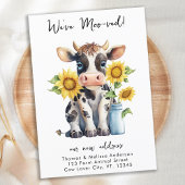 Faire-part Drôle Nous avons Moo-ved Nouvelle adresse mare Cow