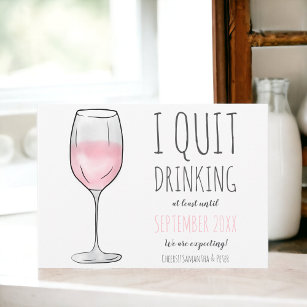 Faire-part Drôle vin rose rose verre cesser de boire grossess