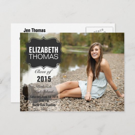 Faire-part du Chalkboard Photo Graduation Party (Devant / Derrière)