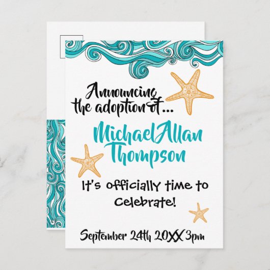Faire-part du groupe d'adoption Starfish (Devant / Derrière)