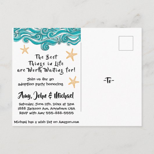 Faire-part du groupe d'adoption Starfish (Dos)