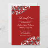 Faire-part du Red Silver Swirl Graduation Party (Devant)