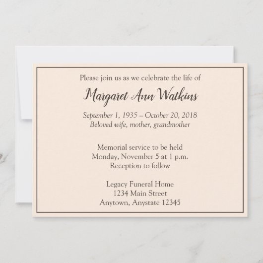 Faire-part du service commémoratif Sunset Clouds (Dos)