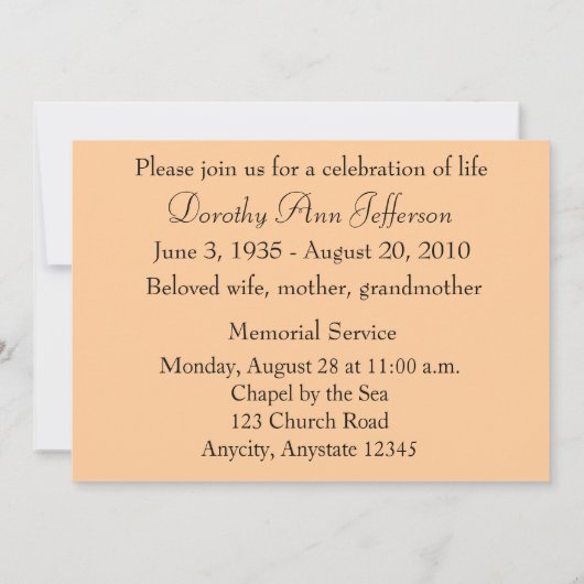 Faire-part du service commémoratif Sunset Silhouet (Dos)