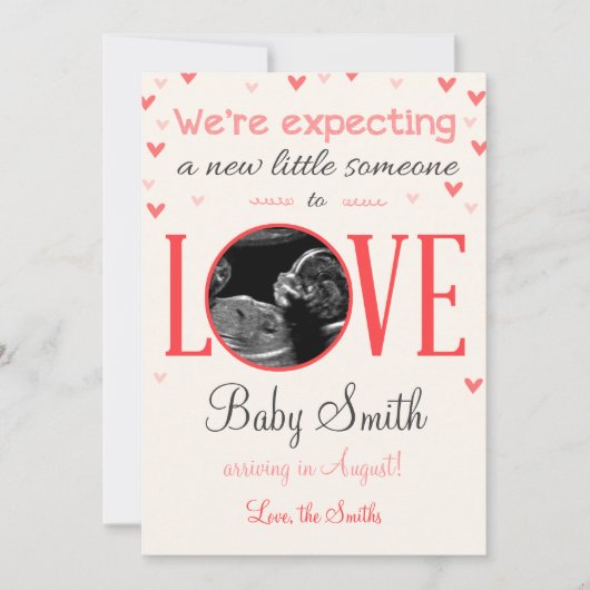 Faire-part d'Ultrasons de la grossesse amoureuse d (Devant)
