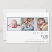 Faire-part Dusty Blue Baby Boy 3 Photo Birth (Devant)