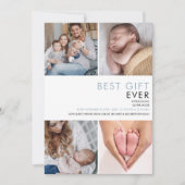 Faire-part Dusty Blue Baby Boy Modern 4 Photo Birth (Devant)