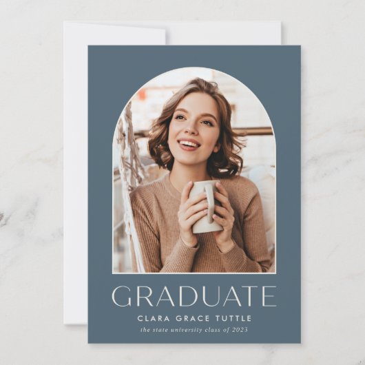 Faire-part Dusty Blue | Classic Arch Photo Graduc Announc (Devant)