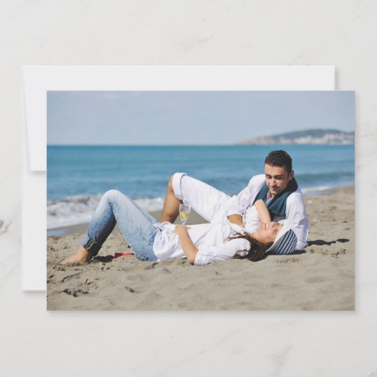 Faire-part Dusty Blue Couple Photo Coastal Engagement Party (Dos)