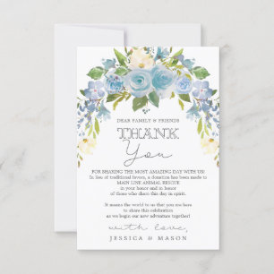 Faire-part Dusty Blue Floral en remplacement des faveurs Plac