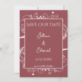 Faire-part Dusty Rose Flourish Enregistrer La Date Annonce (Devant)