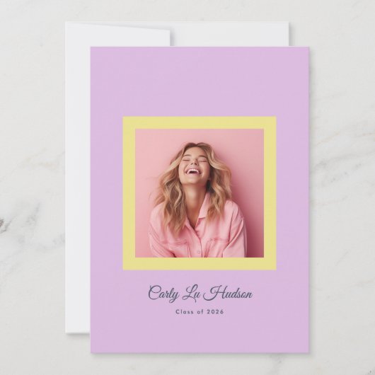 Faire-part Dusty Rose Minimal High School Photo Grad Frame (Devant)