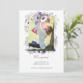 Faire-part Dusty Violet Pastel Floral Photo Grossesse (Debout devant)