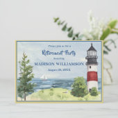 Faire-part Eau du phare côtier de la fête de retraite (Debout devant)