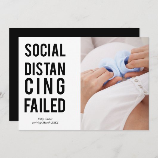 Faire-part Échec De La Distance Sociale Sans Serif Typographi (Devant / Derrière)