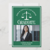 Faire-part Ecole de droit vert - photo Graduation personnalis (Devant)