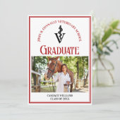 Faire-part Ecole vétérinaire rouge - Photo sur mesure Graduat (Debout devant)