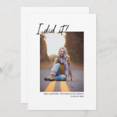 Faire-part Écrit À La Main Moderne Je L'Ai Fait Diplôme (Devant / Derrière)