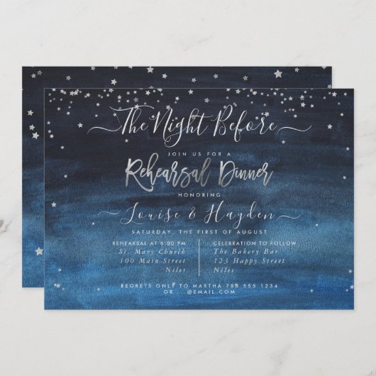 Faire-part Écrit dans les étoiles, La nuit avant, répétition (Devant / Derrière)