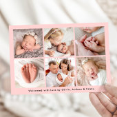 Faire-part Écrite à la main moderne Hello Pink Photo Collage