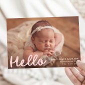 Faire-part Écrite à la main moderne Hello Pink Photo Collage