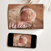 Faire-part Écrite à la main moderne Hello Pink Photo Collage