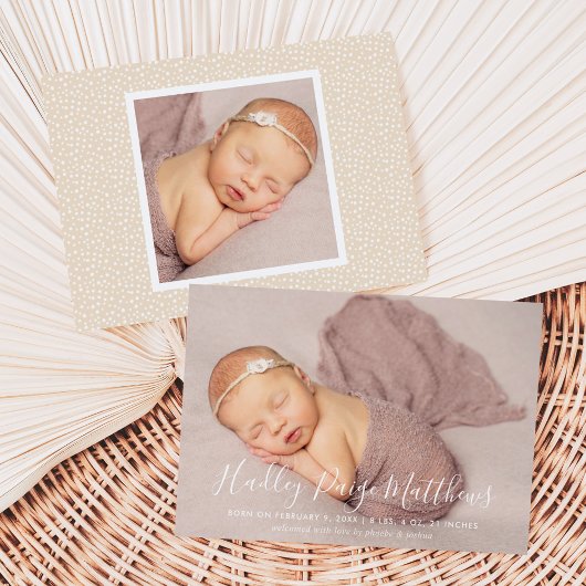 Faire-part Écriture Calligraphique Minimale Bébé Fille Photo
