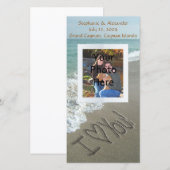 Faire-part Écriture de sable sur la plage, je t'aime (Devant / Derrière)